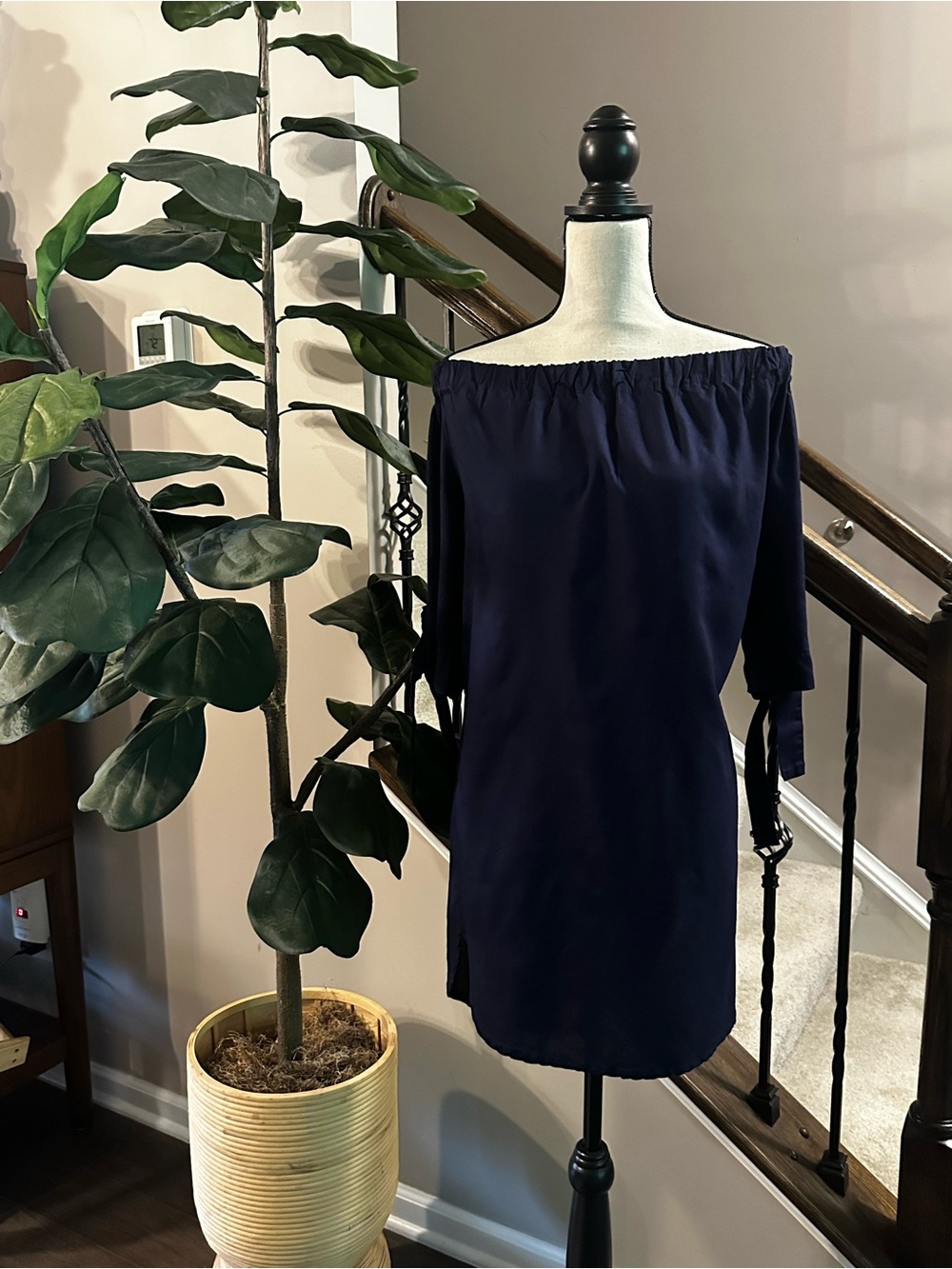 Lascana for VENUS Navy Off-Shoulder Shift Dress